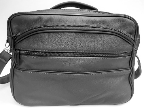 Torba męska MONA W309 z matowej skóry naturalnej – widok z przodu, elegancka torba dwukomorowa do pracy.