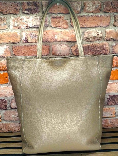 torebka skórzana dollaro cappuccino przód shopperka elegancka duża