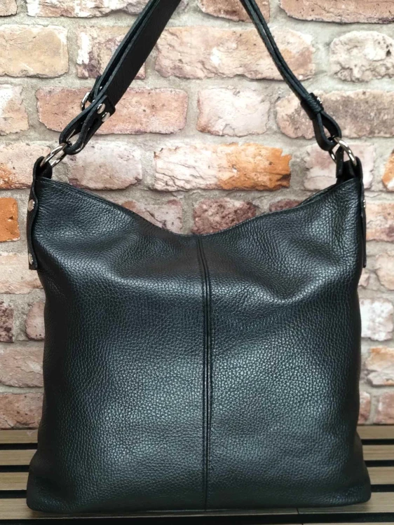 torebka skórzana dollaro czarna przód elegancka torba worek