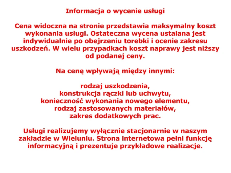 Torebka damska przed i po naprawie rączek oraz uchwytów wykonanej w Wieluniu