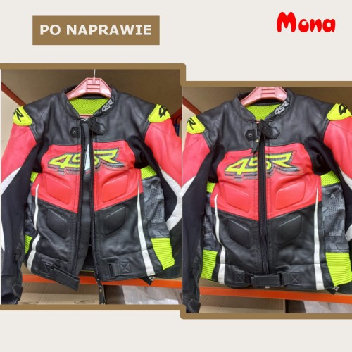Wymiana zamka w kurtce motocyklowej skórzanej wykonana w Wieluniu