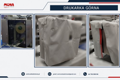 Pokrowiec ochronny na drukarkę etykiet zabezpieczający urządzenie i ekran przed zalaniem podczas mycia linii produkcyjnej