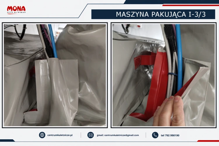 Magnetyczne przejście kablowe w pokrowcu ochronnym na maszynę pakującą