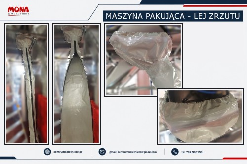 Pokrowiec ochronny na lej zrzutowy multinaważarki przechwytujący wodę i odprowadzający ją do kratki ściekowej